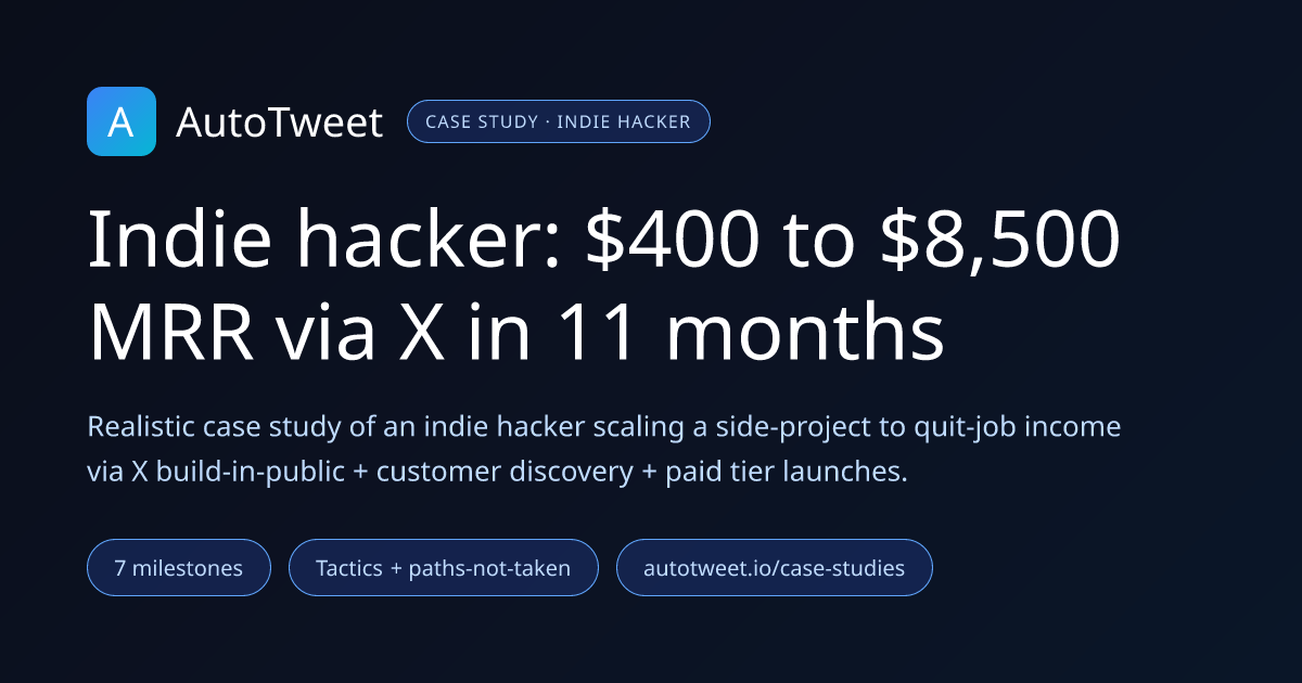 Indie Hacker Case Study: $400 to $8,500 MRR via X in 11 Months | AutoTweet